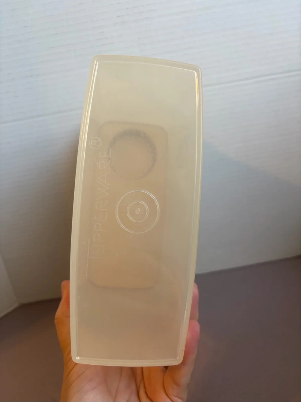 Tupperware Cream Storage Container with Yellow Lid